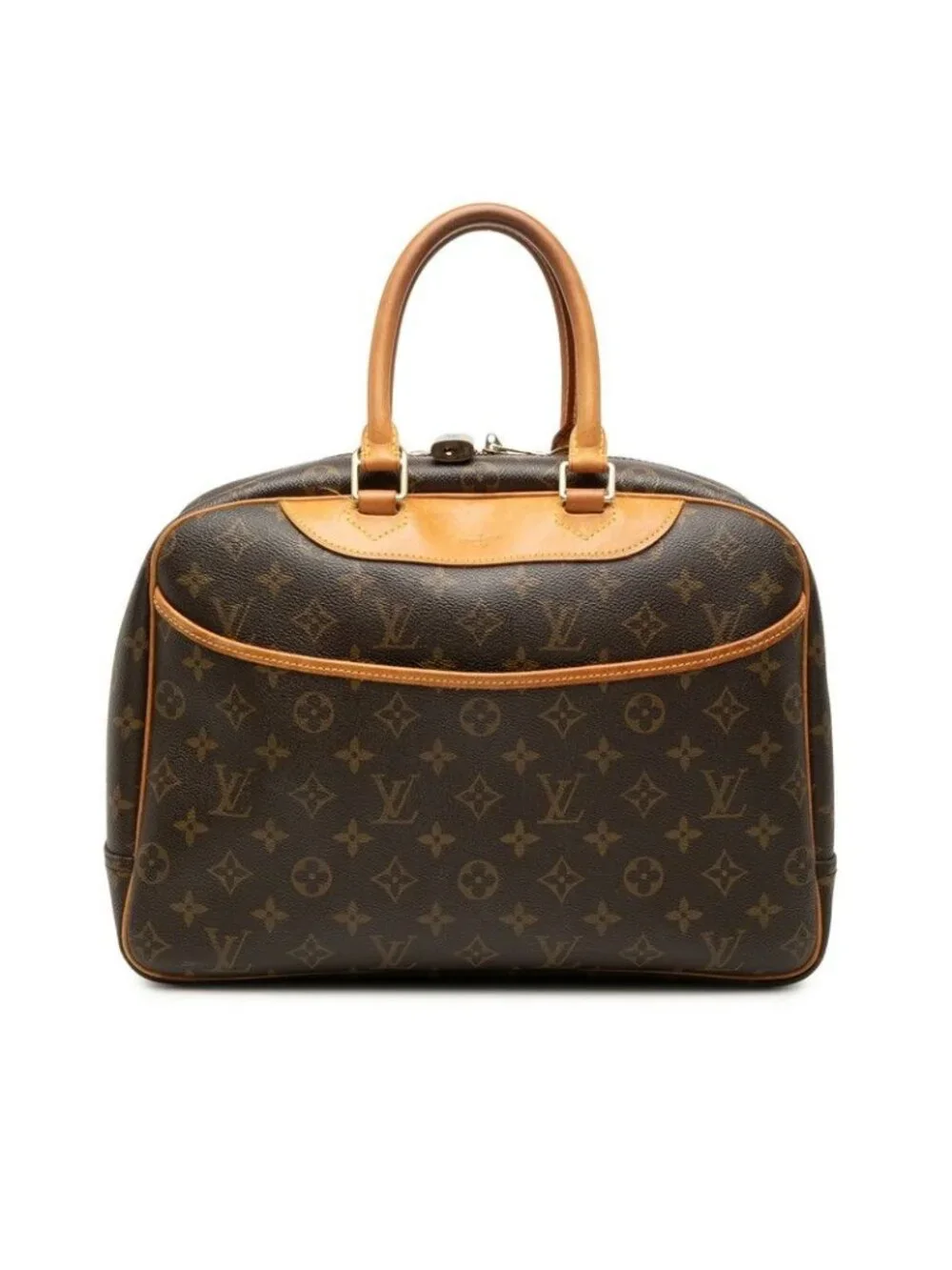 Louis Vuitton Monogram Deauville Handbag Brown Leather